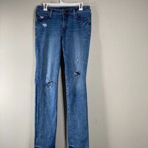 Express SLIM Denim Jeans Men's 29 x 34 Low Rise Blue Distressed Casual